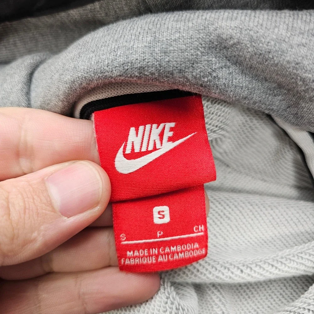 Nike Mens Sportswear Pullover Hoodie Gray Raglan‎ Sleeve Fleece Sweatshirt Small
